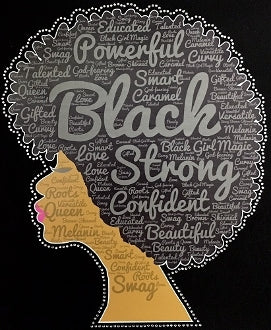 Natural Afro with Words (Vinyl with Rhinestone Trim)