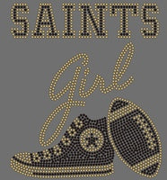 Saints Girl text with Tennis Shoe and Football