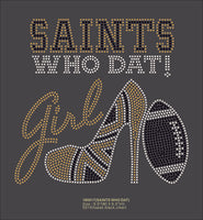Saints Who Dat Girl with Heel and Football